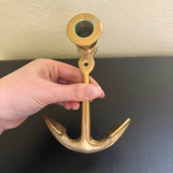 Vintage Solid Brass Anchor Shaped Candlestick Holder candle stick - Picture 5 of 5